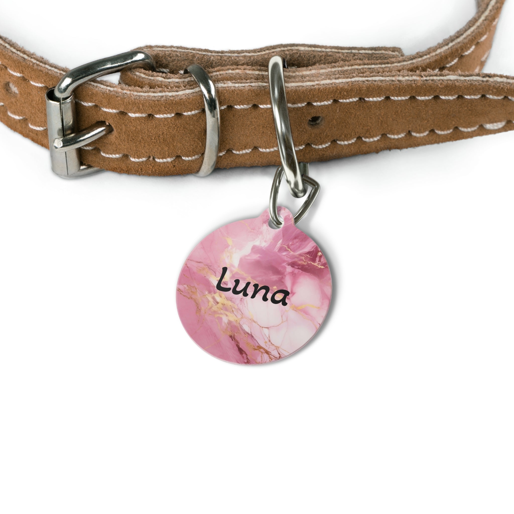 Pet Tag — Pink Marble Personalised Pet ID Tag