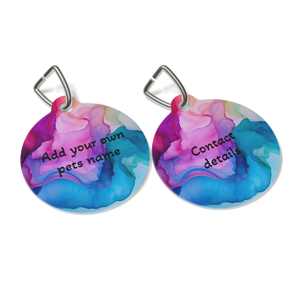Pet Tag- Rainbow marble Personalised Pet ID tag