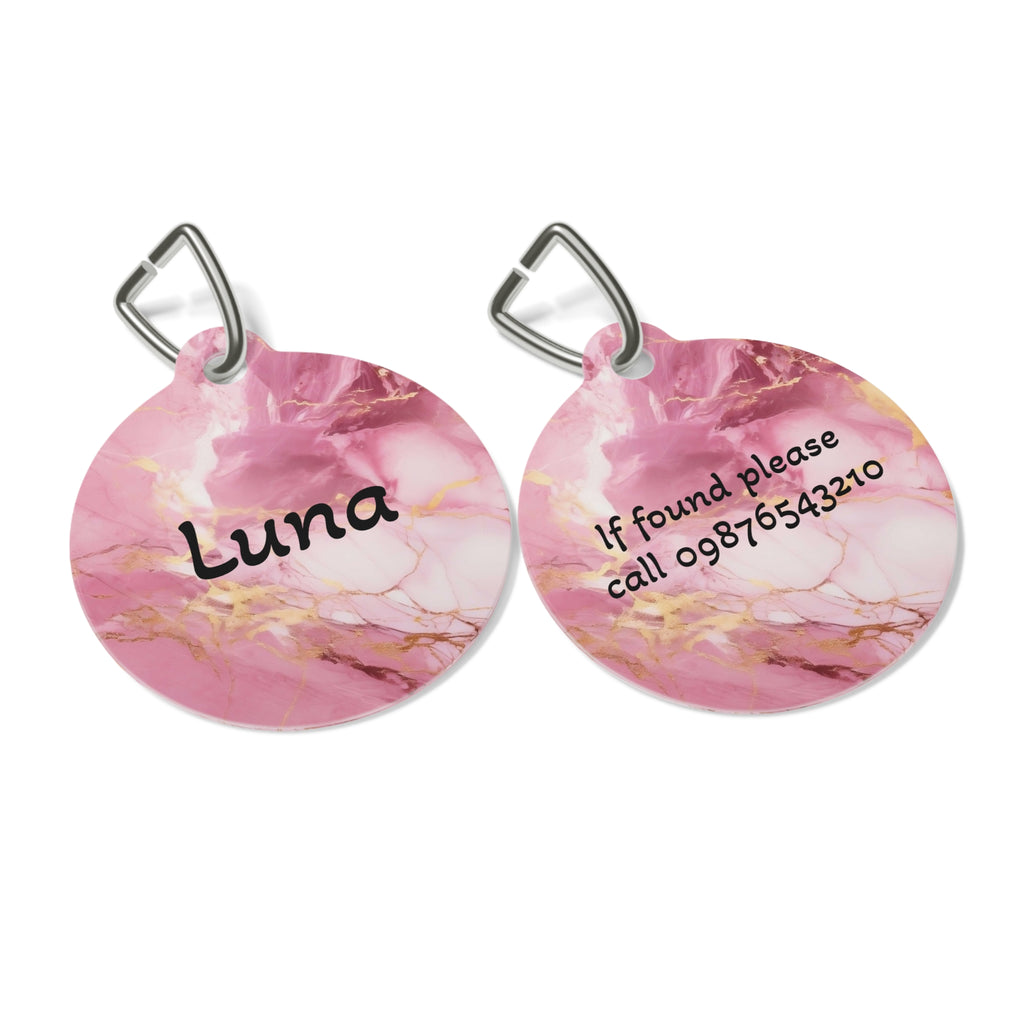 Pet Tag — Pink Marble Personalised Pet ID Tag