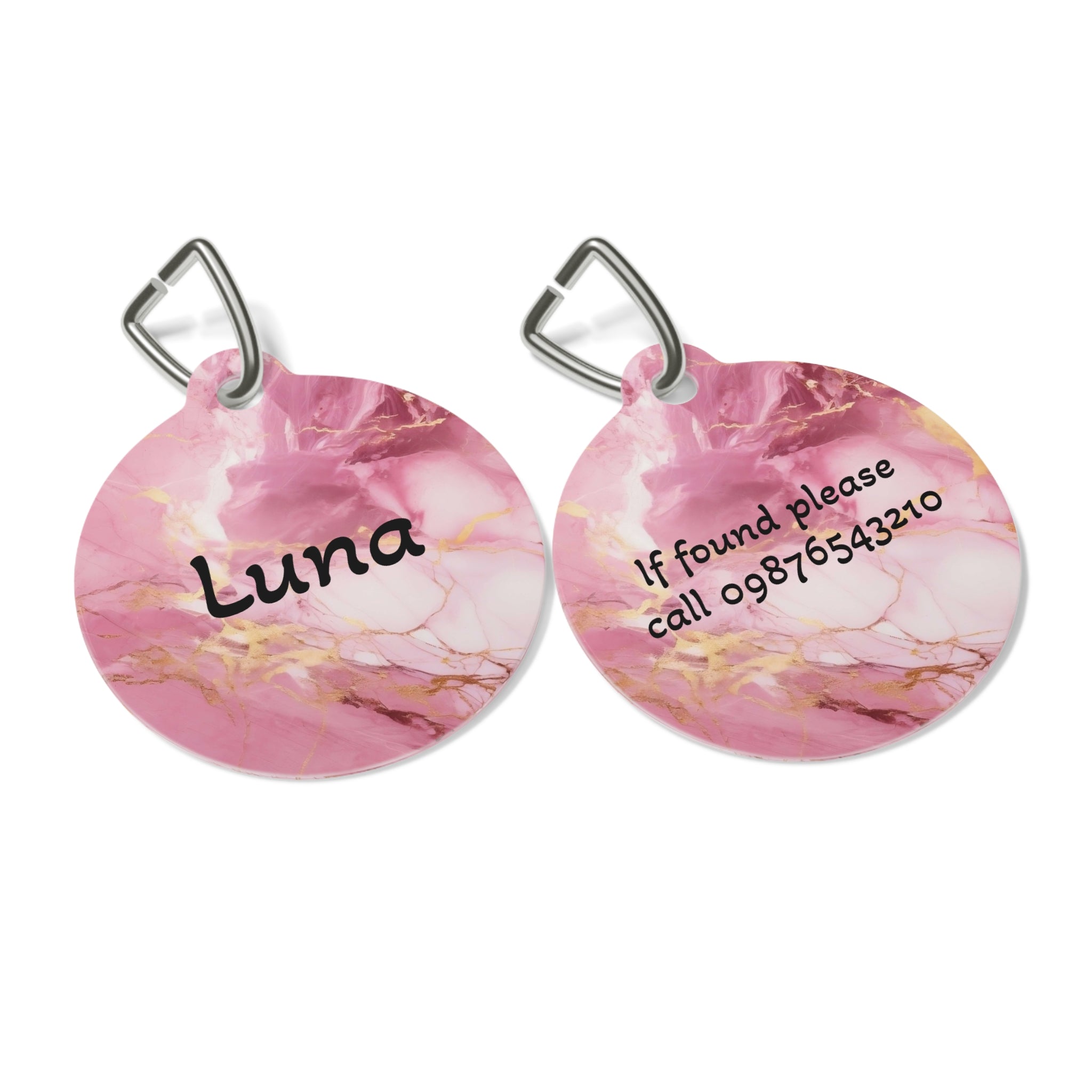 Pet Tag — Pink Marble Personalised Pet ID Tag