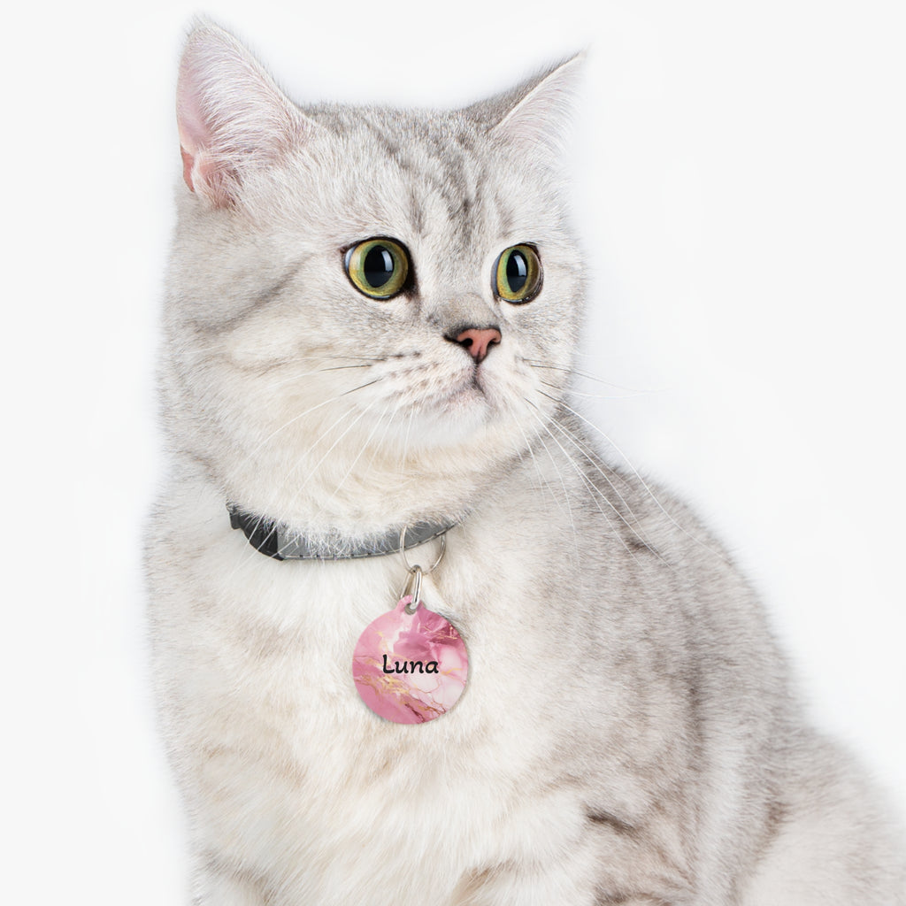 Pet Tag — Pink Marble Personalised Pet ID Tag