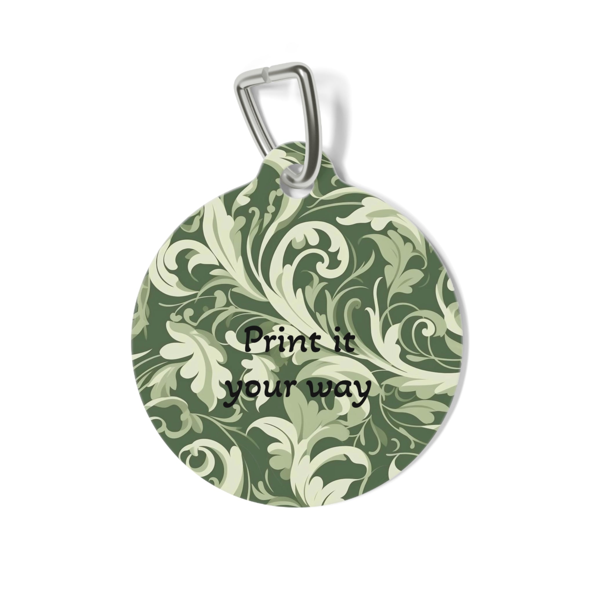 Pet Tag- Green Floral Personalised Pet Tag ID