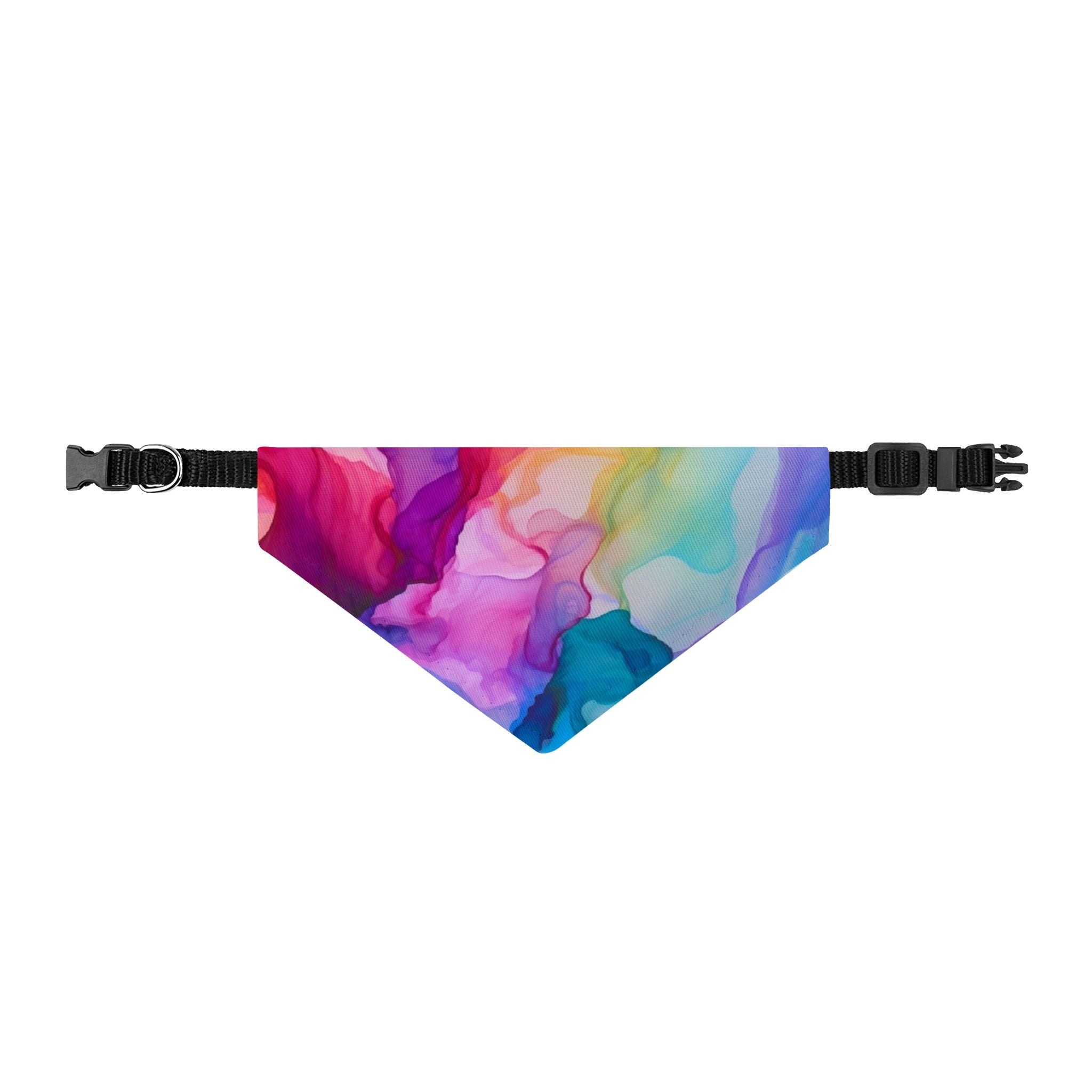 Rainbow Marble Clip-On Pet Bandana — Stylish Marble Print Dog Collar Accessory- WaterProof