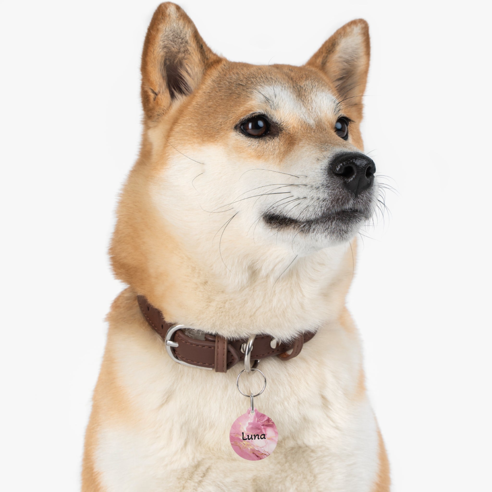 Pet Tag — Pink Marble Personalised Pet ID Tag