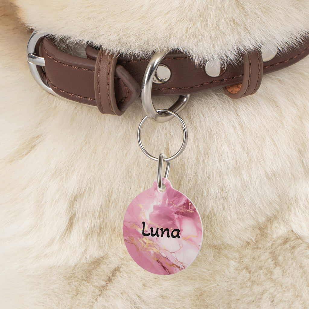 Pet Tag — Pink Marble Personalised Pet ID Tag
