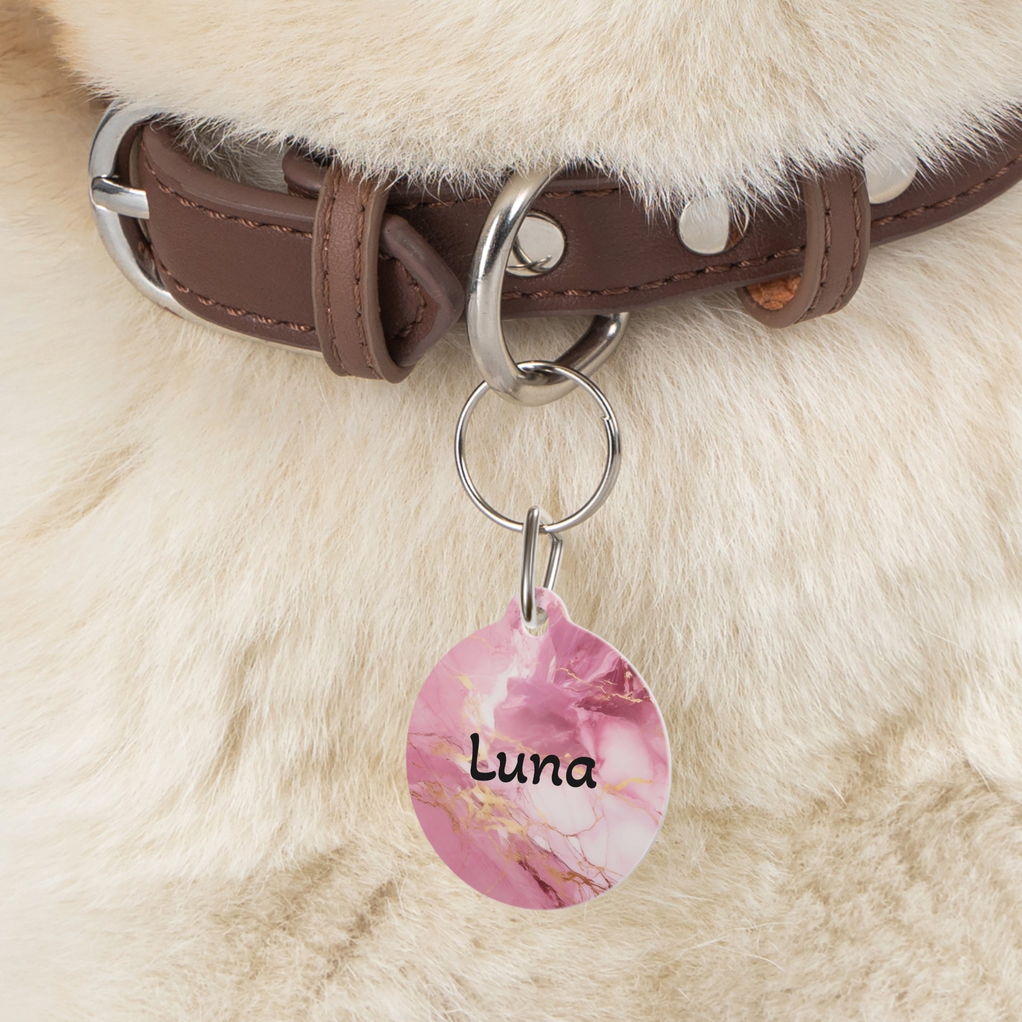 Pet Tag — Pink Marble Personalised Pet ID Tag